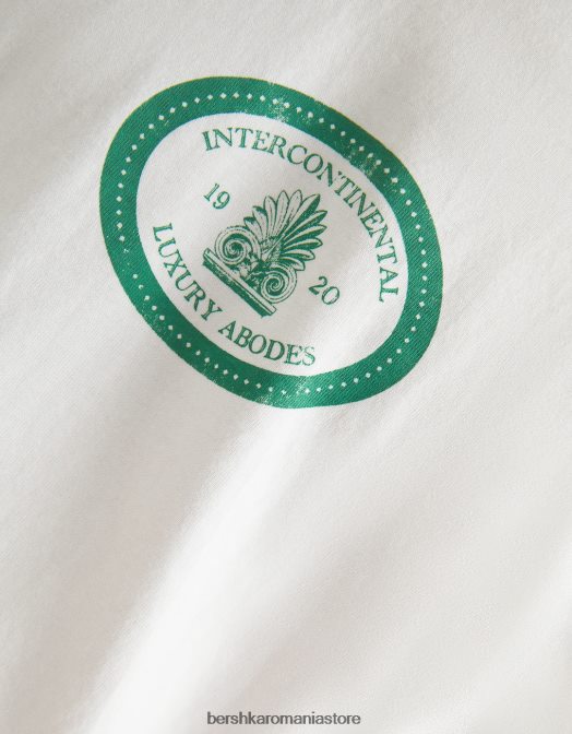 Bershka bărbați tricou cu mânecă scurtă, tip boxy aproape alb Z86D2777 îmbrăcăminte