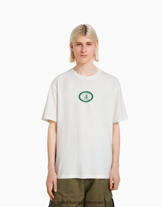 Bershka bărbați tricou cu mânecă scurtă, tip boxy aproape alb Z86D2778 îmbrăcăminte