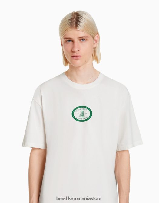 Bershka bărbați tricou cu mânecă scurtă, tip boxy aproape alb Z86D2778 îmbrăcăminte