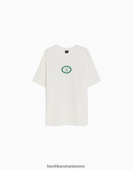 Bershka bărbați tricou cu mânecă scurtă, tip boxy aproape alb Z86D2778 îmbrăcăminte