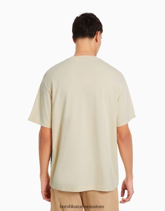 Bershka bărbați tricou cu mânecă scurtă, tip boxy cămilă Z86D2615 îmbrăcăminte