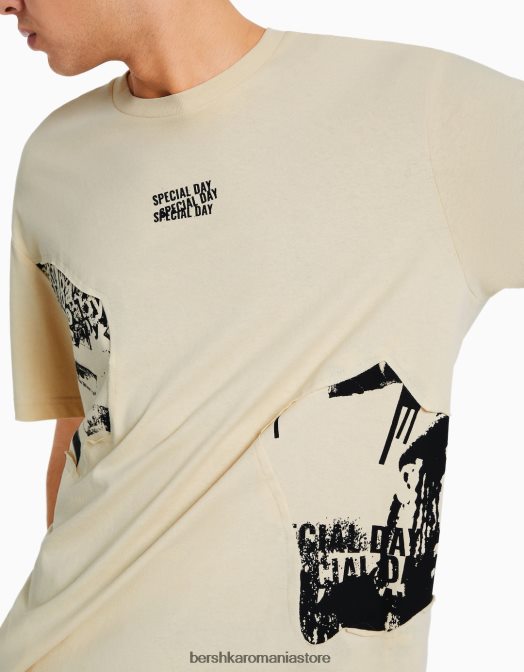 Bershka bărbați tricou cu mânecă scurtă, tip boxy cămilă Z86D2615 îmbrăcăminte