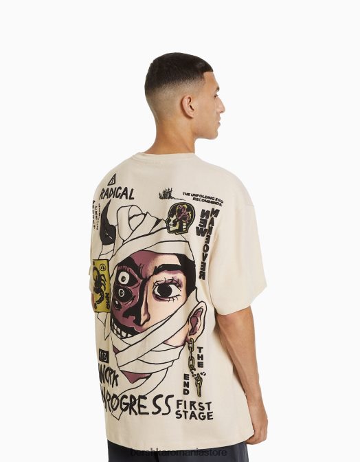 Bershka bărbați tricou cu mânecă scurtă, tip boxy cămilă Z86D2619 îmbrăcăminte