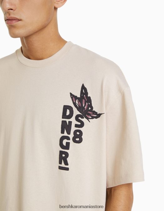 Bershka bărbați tricou cu mânecă scurtă, tip boxy cămilă Z86D2619 îmbrăcăminte