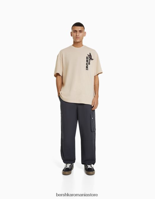 Bershka bărbați tricou cu mânecă scurtă, tip boxy cămilă Z86D2619 îmbrăcăminte