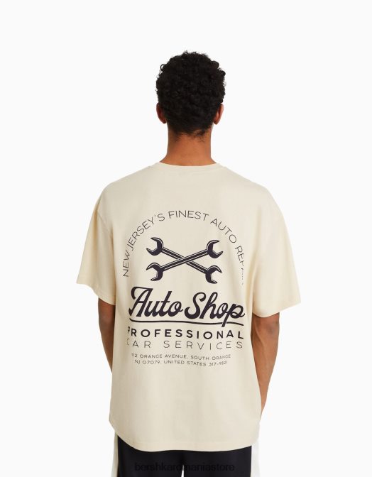 Bershka bărbați tricou cu mânecă scurtă, tip boxy cămilă Z86D2759 îmbrăcăminte