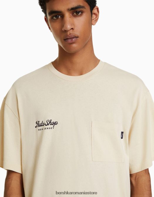 Bershka bărbați tricou cu mânecă scurtă, tip boxy cămilă Z86D2759 îmbrăcăminte