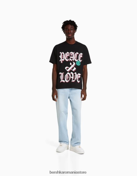 Bershka bărbați tricou cu mânecă scurtă, tip boxy exclusiv Z86D2788 îmbrăcăminte