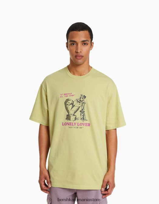 Bershka bărbați tricou cu mânecă scurtă, tip boxy lămâie verde Z86D2815 îmbrăcăminte