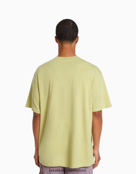 Bershka bărbați tricou cu mânecă scurtă, tip boxy lămâie verde Z86D2815 îmbrăcăminte