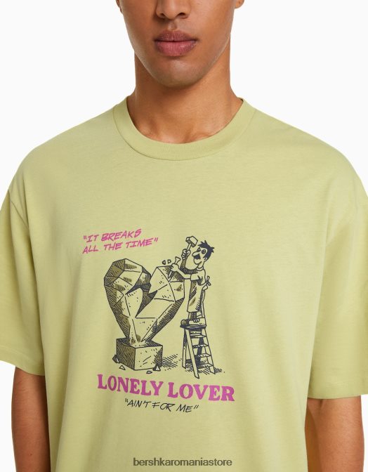 Bershka bărbați tricou cu mânecă scurtă, tip boxy lămâie verde Z86D2815 îmbrăcăminte