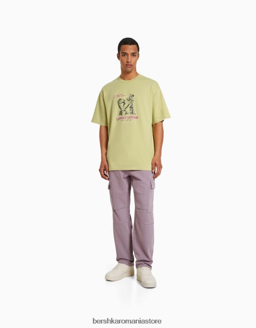 Bershka bărbați tricou cu mânecă scurtă, tip boxy lămâie verde Z86D2815 îmbrăcăminte