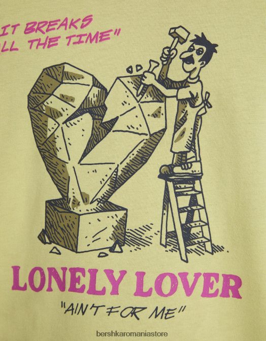 Bershka bărbați tricou cu mânecă scurtă, tip boxy lămâie verde Z86D2815 îmbrăcăminte