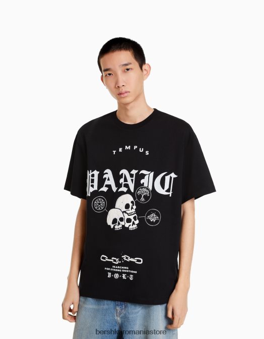 Bershka bărbați tricou cu mânecă scurtă, tip boxy negru Z86D2618 îmbrăcăminte