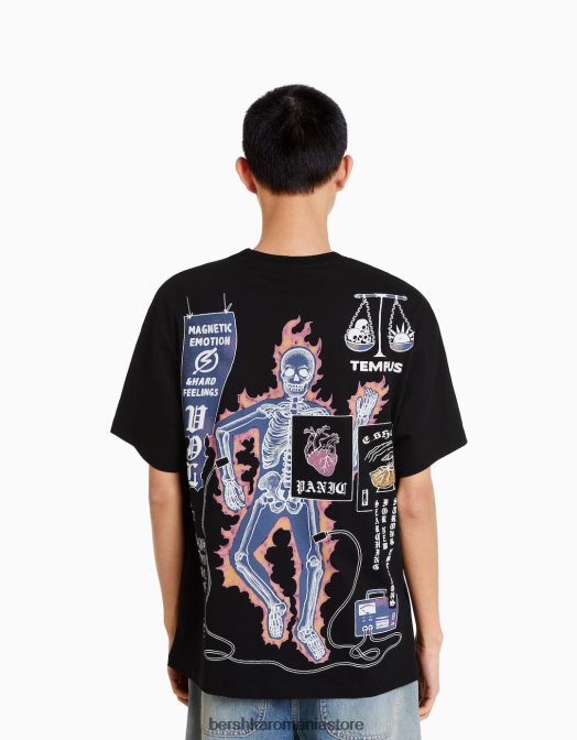 Bershka bărbați tricou cu mânecă scurtă, tip boxy negru Z86D2618 îmbrăcăminte