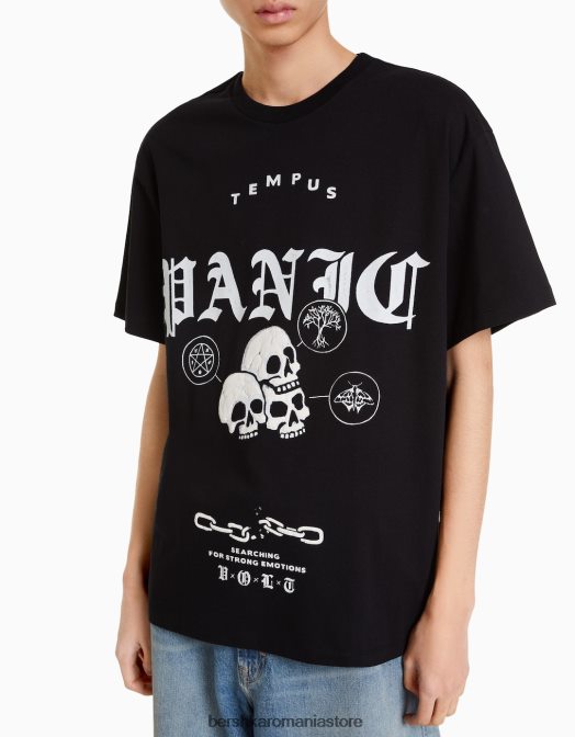 Bershka bărbați tricou cu mânecă scurtă, tip boxy negru Z86D2618 îmbrăcăminte