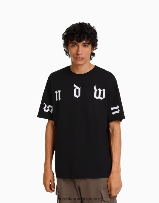 Bershka bărbați tricou cu mânecă scurtă, tip boxy negru Z86D2641 îmbrăcăminte