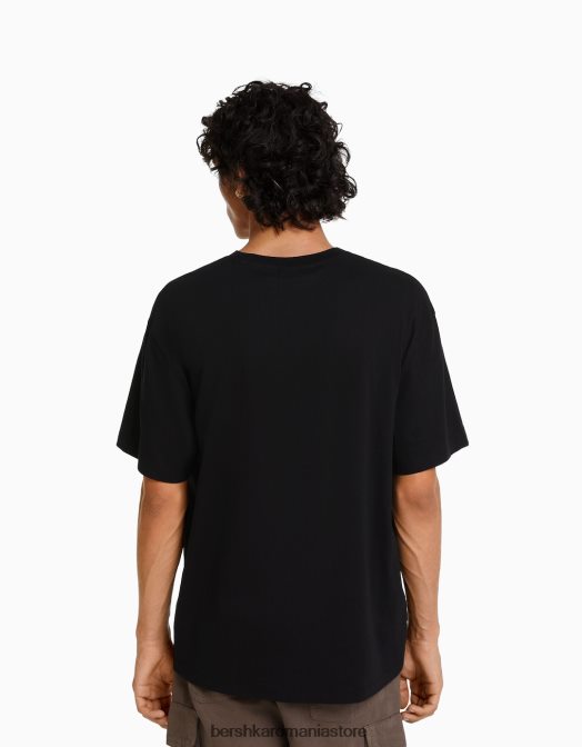 Bershka bărbați tricou cu mânecă scurtă, tip boxy negru Z86D2641 îmbrăcăminte