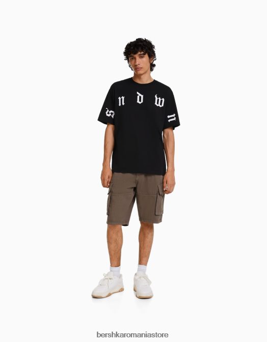 Bershka bărbați tricou cu mânecă scurtă, tip boxy negru Z86D2641 îmbrăcăminte