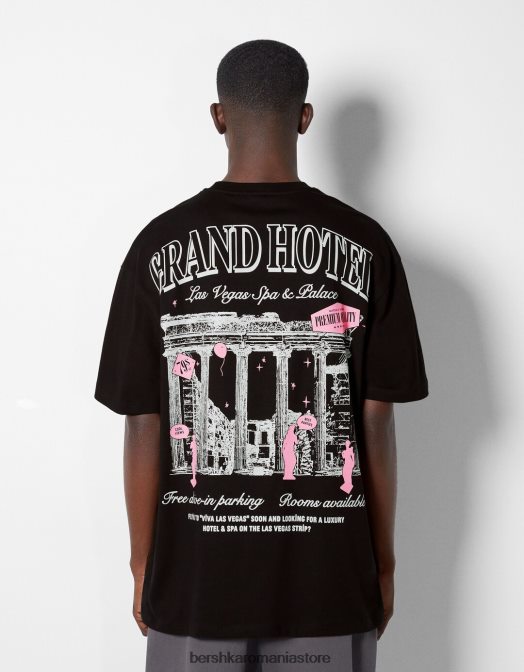 Bershka bărbați tricou cu mânecă scurtă, tip boxy negru Z86D2851 îmbrăcăminte