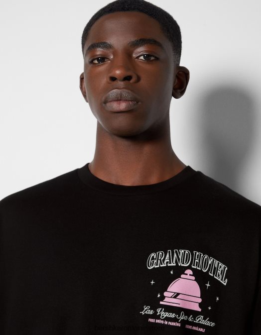 Bershka bărbați tricou cu mânecă scurtă, tip boxy negru Z86D2851 îmbrăcăminte