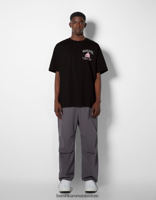 Bershka bărbați tricou cu mânecă scurtă, tip boxy negru Z86D2851 îmbrăcăminte