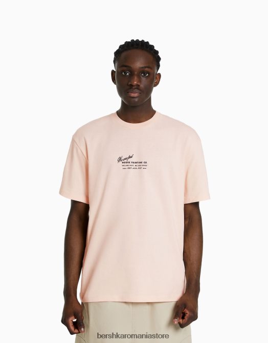 Bershka bărbați tricou cu mânecă scurtă, tip boxy portocale Z86D2828 îmbrăcăminte