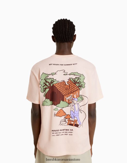 Bershka bărbați tricou cu mânecă scurtă, tip boxy portocale Z86D2828 îmbrăcăminte