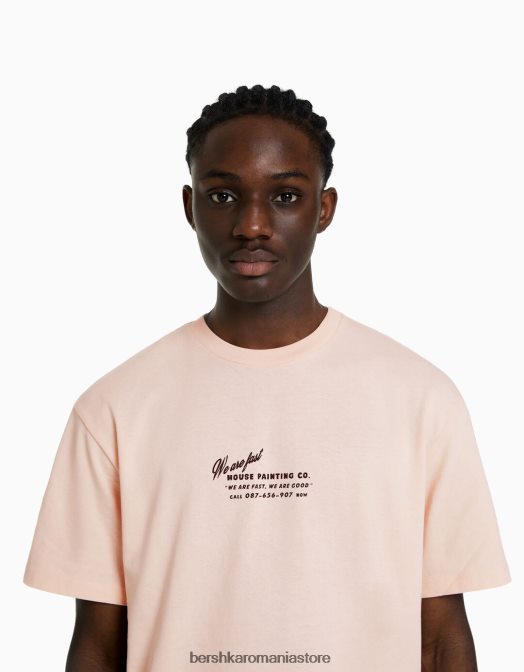 Bershka bărbați tricou cu mânecă scurtă, tip boxy portocale Z86D2828 îmbrăcăminte