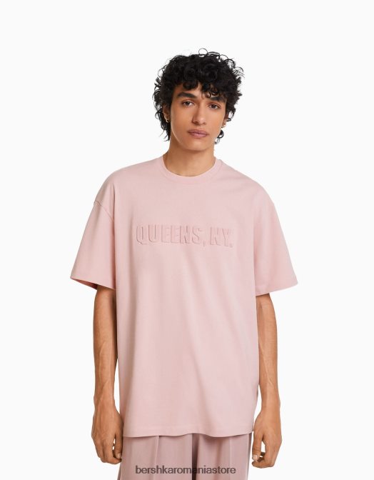 Bershka bărbați tricou cu mânecă scurtă, tip boxy roz Z86D2709 îmbrăcăminte