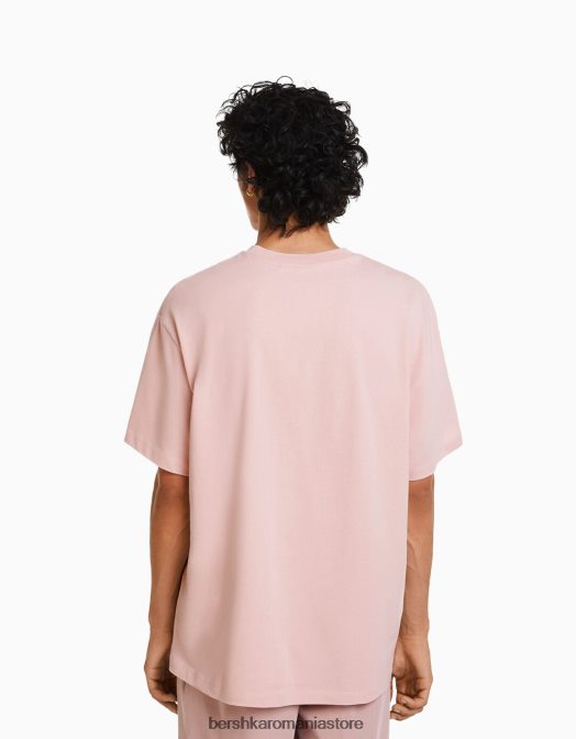 Bershka bărbați tricou cu mânecă scurtă, tip boxy roz Z86D2709 îmbrăcăminte