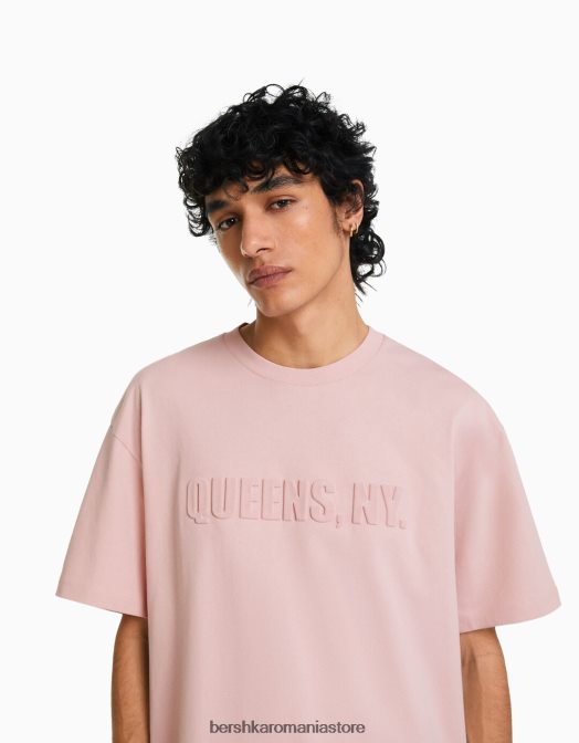Bershka bărbați tricou cu mânecă scurtă, tip boxy roz Z86D2709 îmbrăcăminte