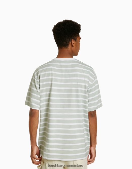 Bershka bărbați tricou cu mânecă scurtă, tip boxy verde Z86D2611 îmbrăcăminte