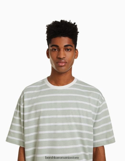 Bershka bărbați tricou cu mânecă scurtă, tip boxy verde Z86D2611 îmbrăcăminte