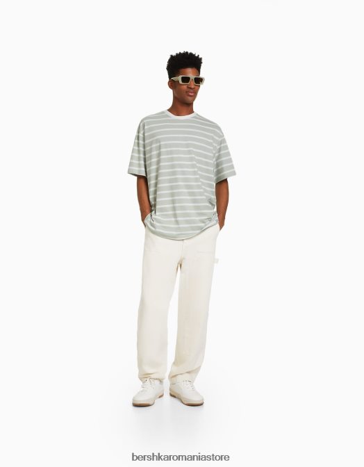 Bershka bărbați tricou cu mânecă scurtă, tip boxy verde Z86D2611 îmbrăcăminte