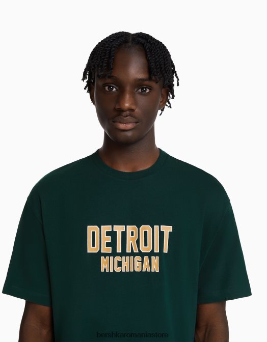 Bershka bărbați tricou cu mânecă scurtă, tip boxy verde Z86D2654 îmbrăcăminte