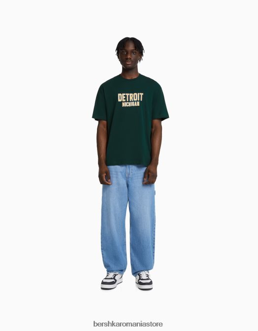 Bershka bărbați tricou cu mânecă scurtă, tip boxy verde Z86D2654 îmbrăcăminte