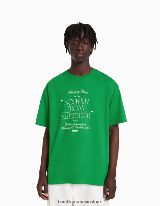 Bershka bărbați tricou cu mânecă scurtă, tip boxy verde Z86D2730 îmbrăcăminte