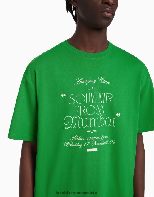 Bershka bărbați tricou cu mânecă scurtă, tip boxy verde Z86D2730 îmbrăcăminte