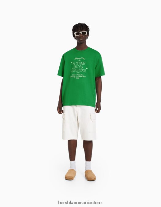Bershka bărbați tricou cu mânecă scurtă, tip boxy verde Z86D2730 îmbrăcăminte