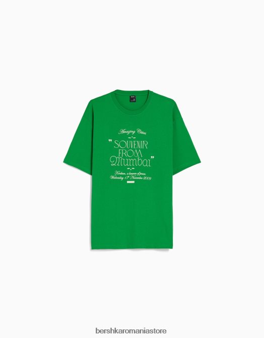Bershka bărbați tricou cu mânecă scurtă, tip boxy verde Z86D2730 îmbrăcăminte