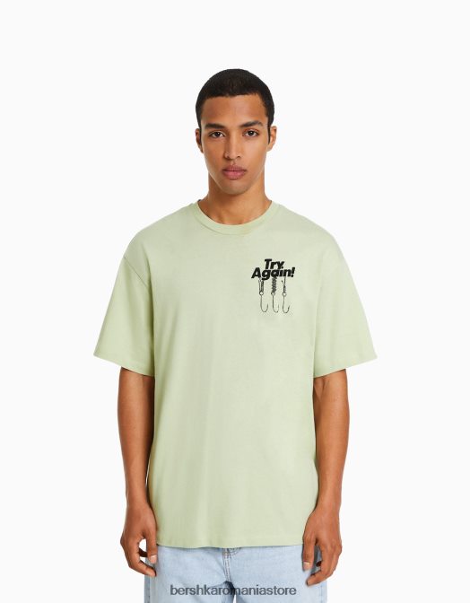 Bershka bărbați tricou cu mânecă scurtă, tip boxy verde Z86D2835 îmbrăcăminte