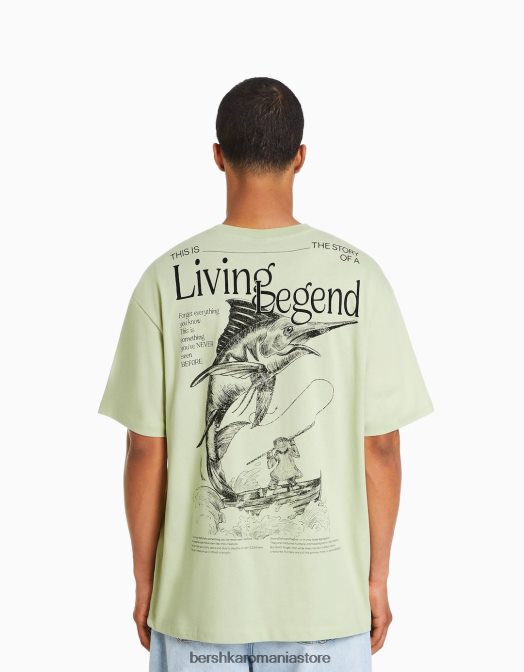 Bershka bărbați tricou cu mânecă scurtă, tip boxy verde Z86D2835 îmbrăcăminte