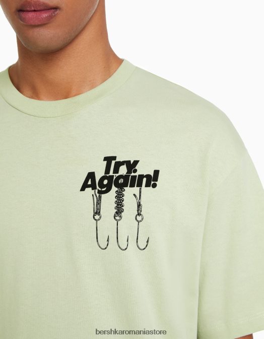 Bershka bărbați tricou cu mânecă scurtă, tip boxy verde Z86D2835 îmbrăcăminte