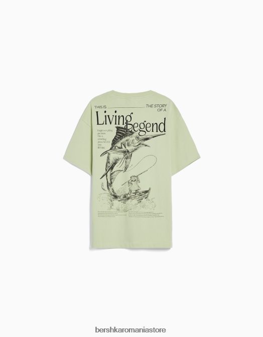 Bershka bărbați tricou cu mânecă scurtă, tip boxy verde Z86D2835 îmbrăcăminte