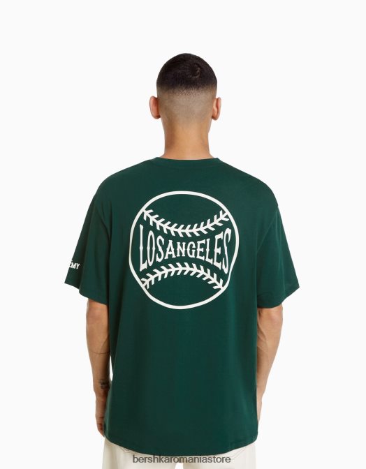 Bershka bărbați tricou cu mânecă scurtă, tip boxy verde Z86D2842 îmbrăcăminte