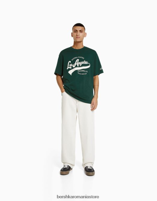 Bershka bărbați tricou cu mânecă scurtă, tip boxy verde Z86D2842 îmbrăcăminte