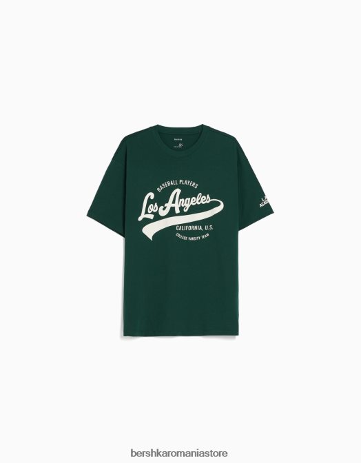 Bershka bărbați tricou cu mânecă scurtă, tip boxy verde Z86D2842 îmbrăcăminte