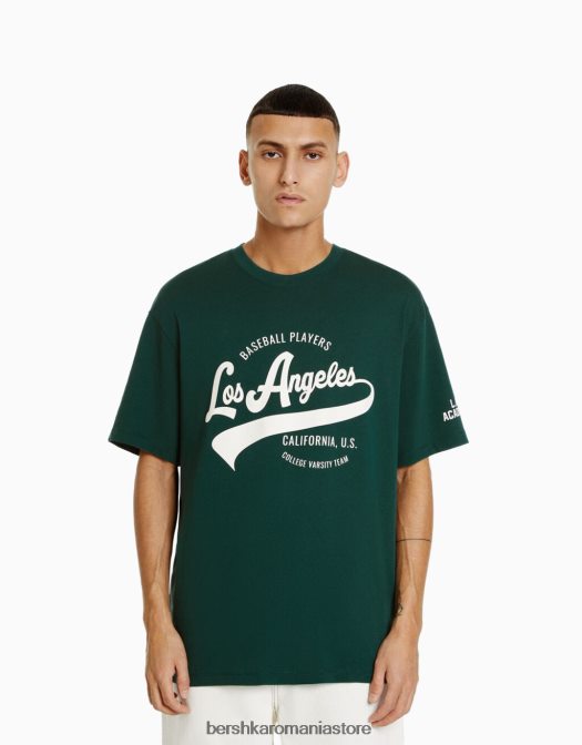 Bershka bărbați tricou cu mânecă scurtă, tip boxy verde Z86D2843 îmbrăcăminte