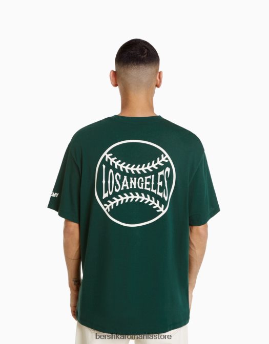 Bershka bărbați tricou cu mânecă scurtă, tip boxy verde Z86D2843 îmbrăcăminte